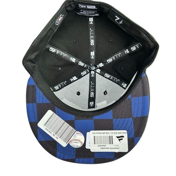 New Era Men's Black Chicago Cubs 59FIFTY Fitted Hat Checkered Undervisor - Picture 6 of 6